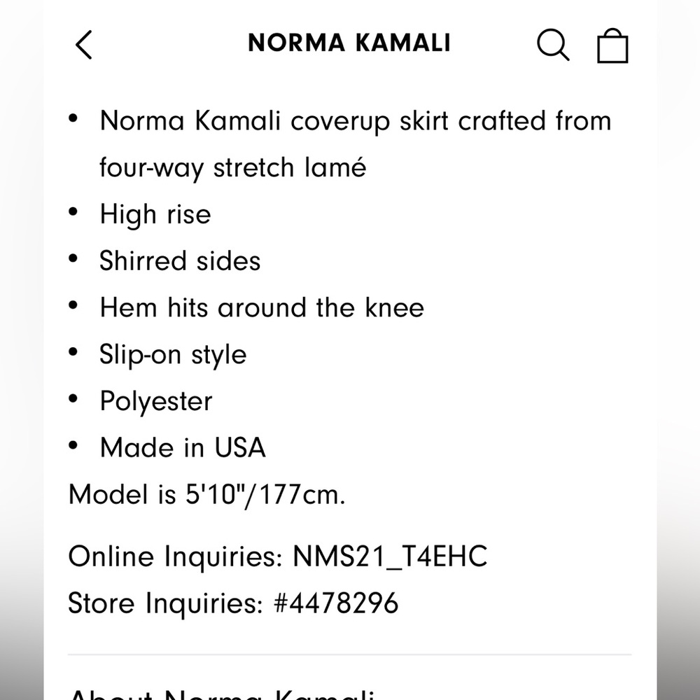 Norma Kamali NWT Diana shirred knee length skirt silver lame S. - Picture 6 of 6
